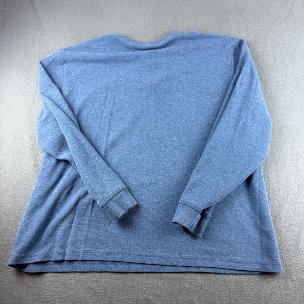 LL Bean Henley Shirt Men's 2XL Blue Traditional Fit Waffle Knit Long Sleeve - Picture 3 of 9